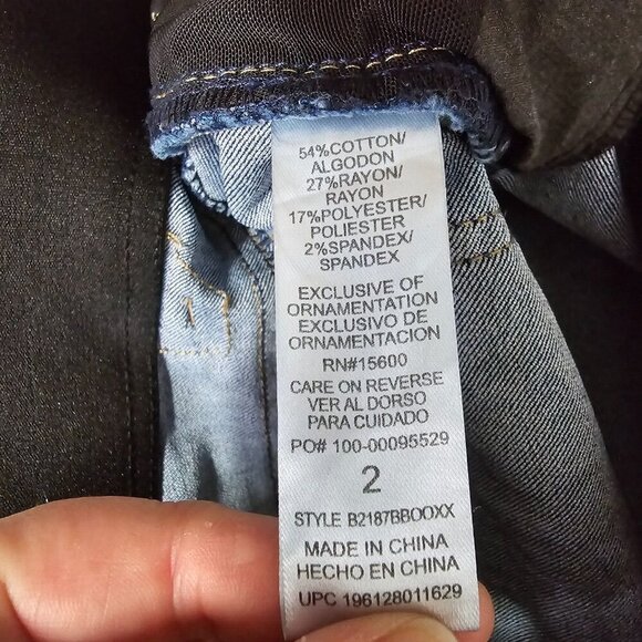 Democracy Womens Ab Technology Tapered Jeans Raw Hem Size 2 Blue Stretch Casual - Picture 6 of 13